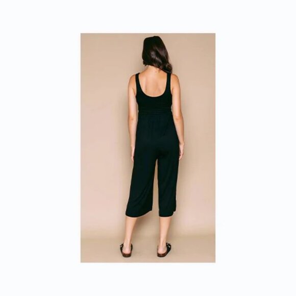 NWOT ORB Life SZ M Julia Culotte Jumpsuit Scoop Neck Tank Romper Modal - Black - Picture 3 of 3